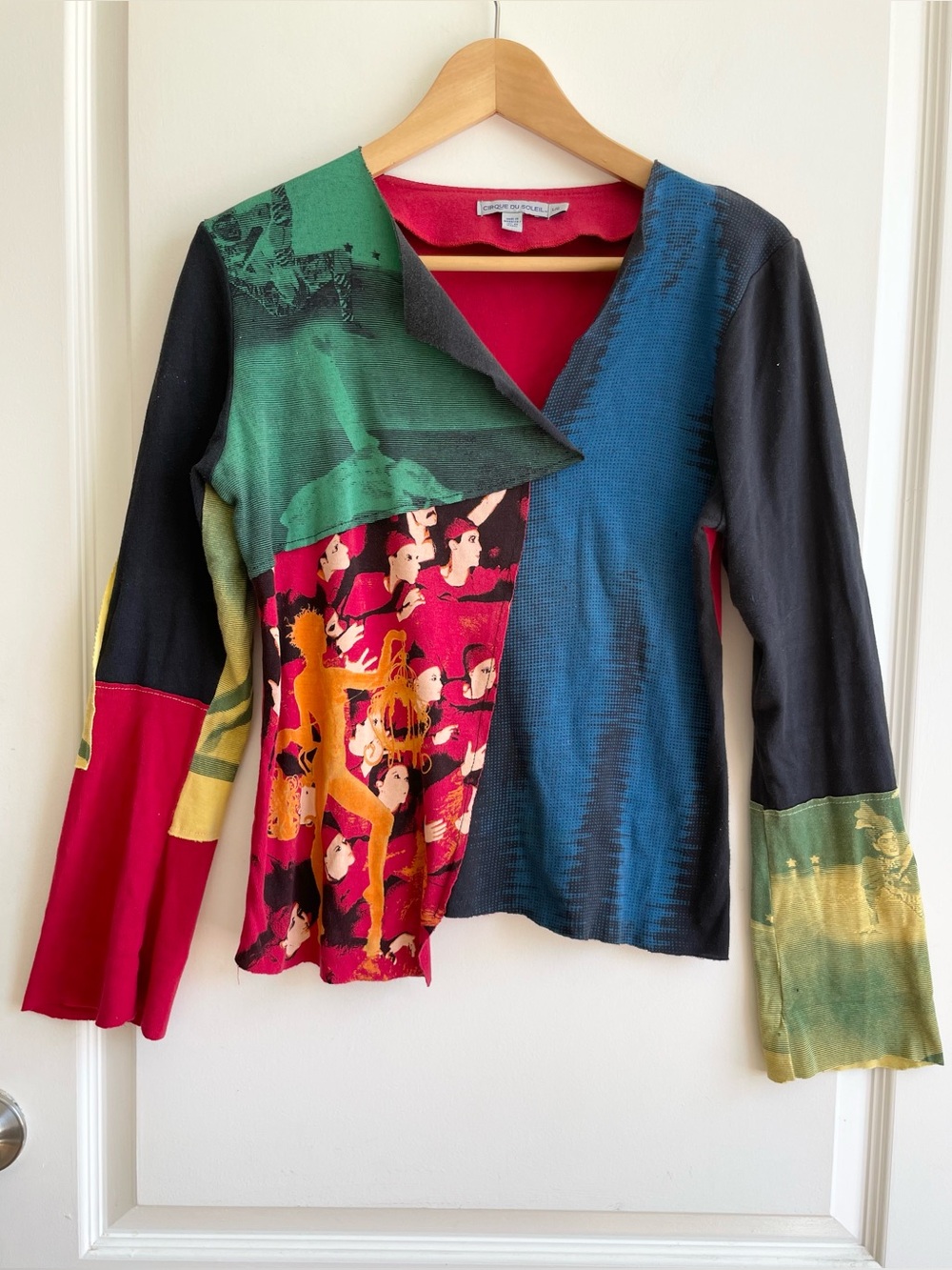 VTG 2000s Cirque Du Soleil Shirt Women's L Patchwork Asymmetric Y2K Lilith Fair